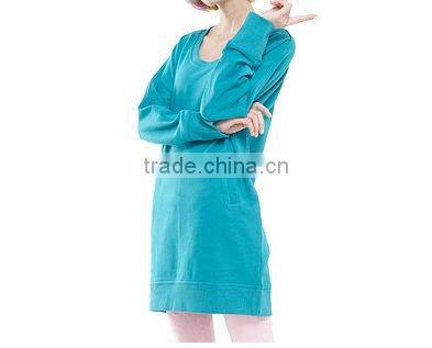 Crew neck womens long fit hoodie plain slim fit hoodies