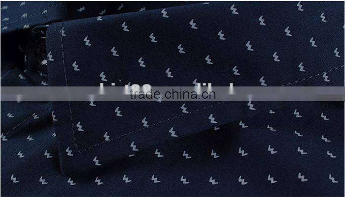 2016 Yarn dyed W printed men slim fit casual shirt