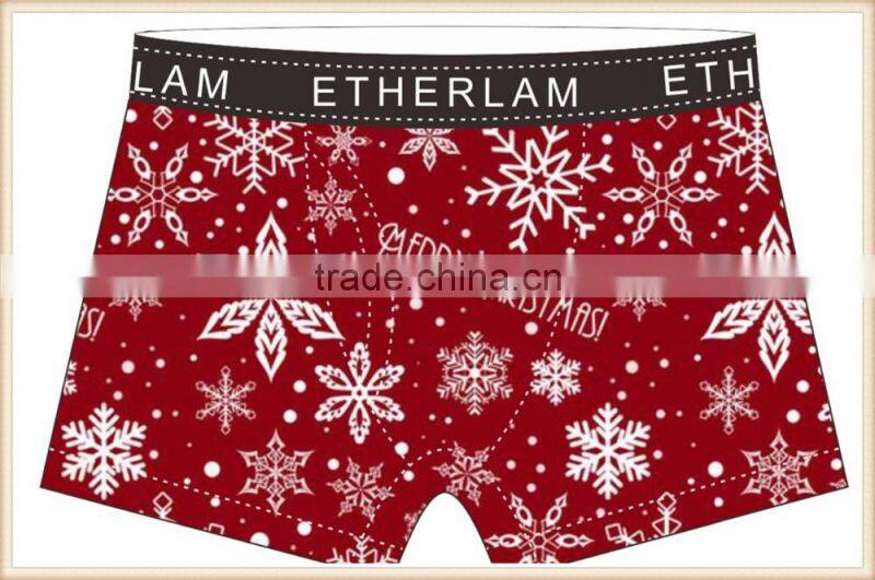 Merry Christmas 88% Polyester 12%Elastic Waist men underwear men boxer brief