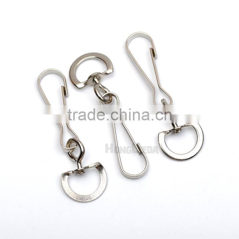 14mm Metal Iron Swivel Clasps Snap two hooks rings Key Hooks DIY Key Chain Ring nickle color HK-015