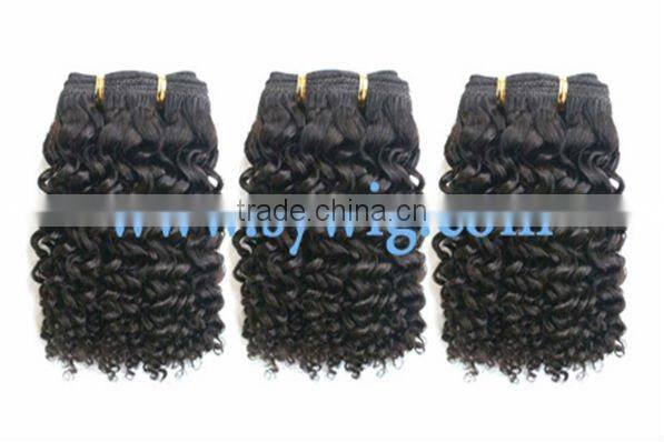 Indian human hair extensions/short deep curly remy hair weave extension