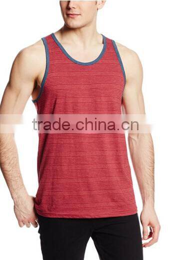 2015 wholesale men's comfortable bodybuliding Stripe jersey tank top in bulk XYT-1902