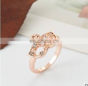 Korean version of the high-quality fashion mask gilded gold crystal ring tail ring girl gift ring