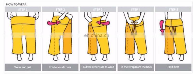 Wholesale 50%linen 50%cotton Loose fitted yoga printed thai pants