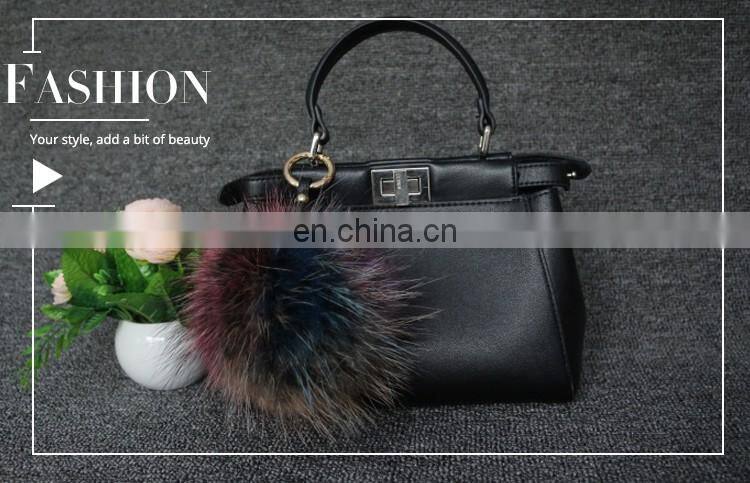 19cm Big fluffy fur pom pom ball Keychain for Car Key Ring or Handbag