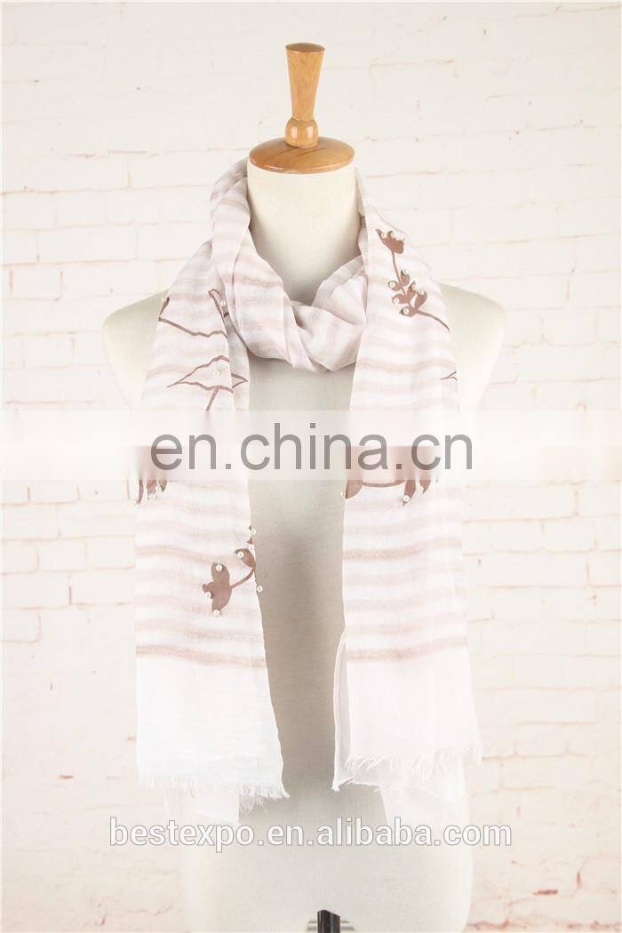 wholesale new design women customized shawl viscose pearl scarf