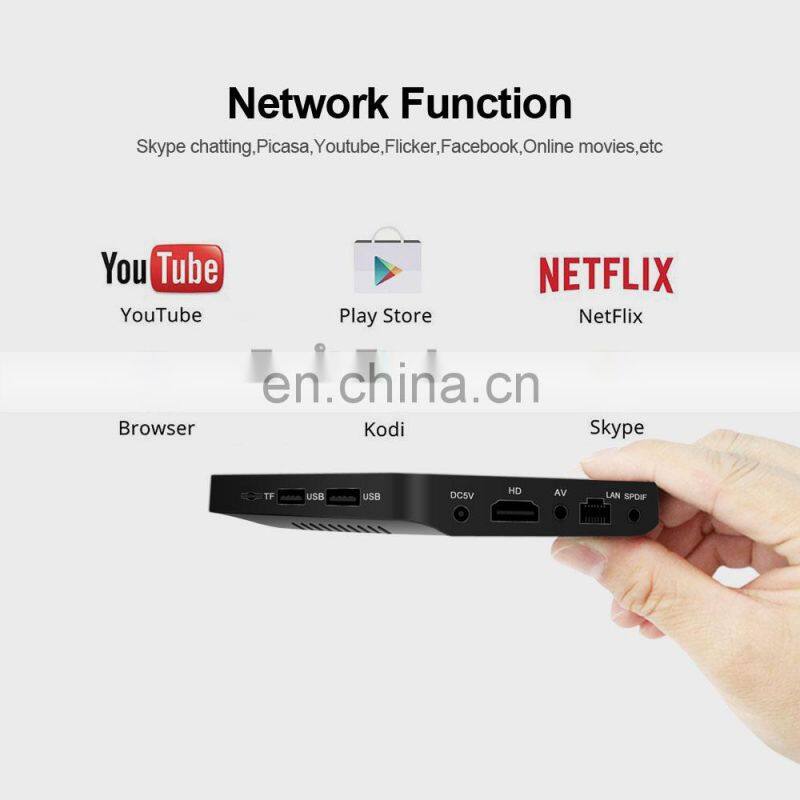 high quality black small wifi 2.4G quad core HD 4k Android 6.0 Smart TV Box