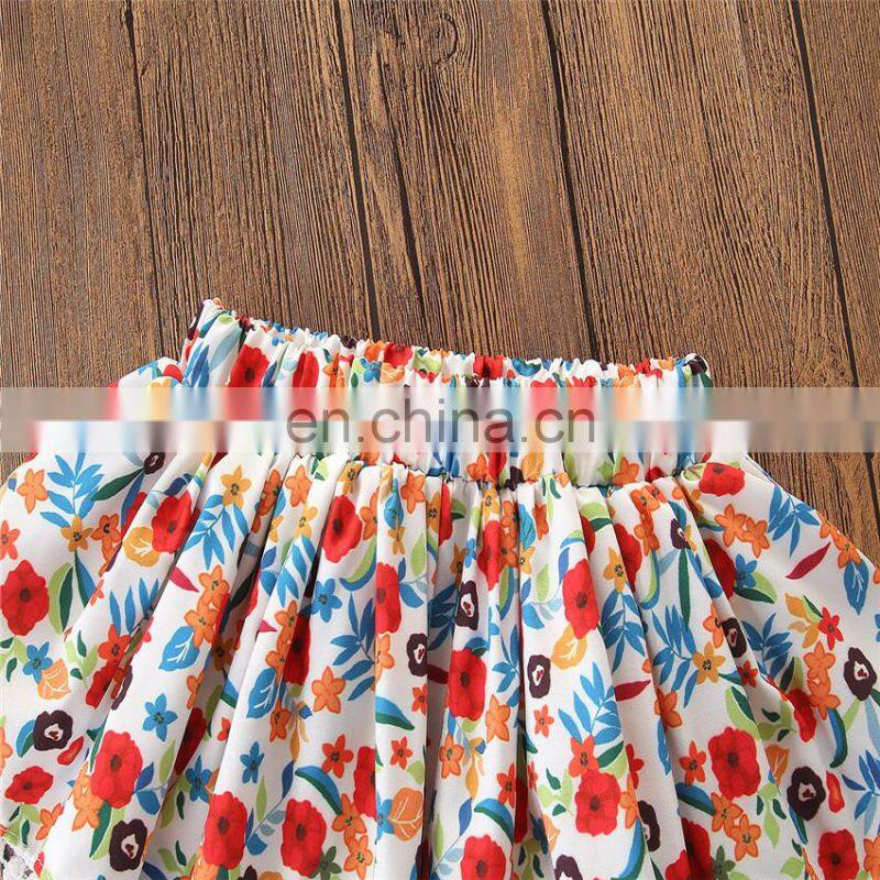 Fashion Baby Sets Lace Yellow Slip Tops And Floral Pants Summer Baby Girl Boutique Outfits