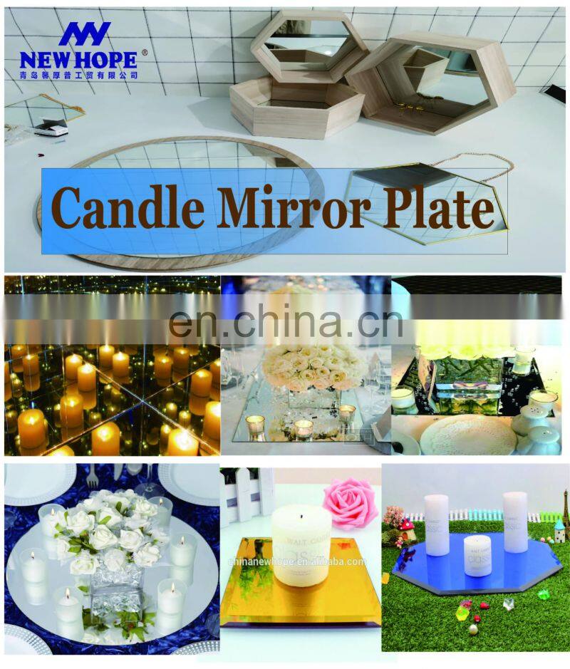 Home Table Decoration 5'' 8'' 10'' 12'' round square pentagon mirror glass candle plates gold color