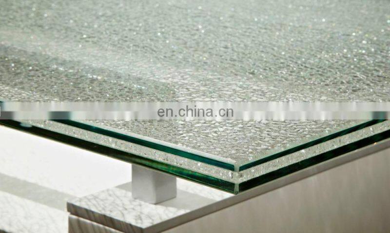 ice cracked decorative table top laminated glass