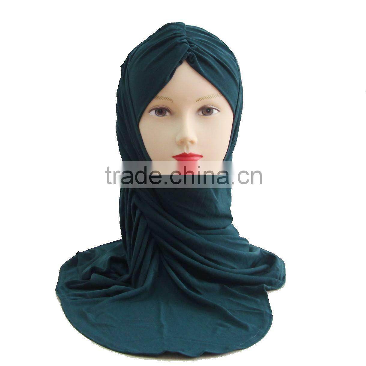 A239 Newest design solid color ruffle Lycra TWO Pieces HIJAB