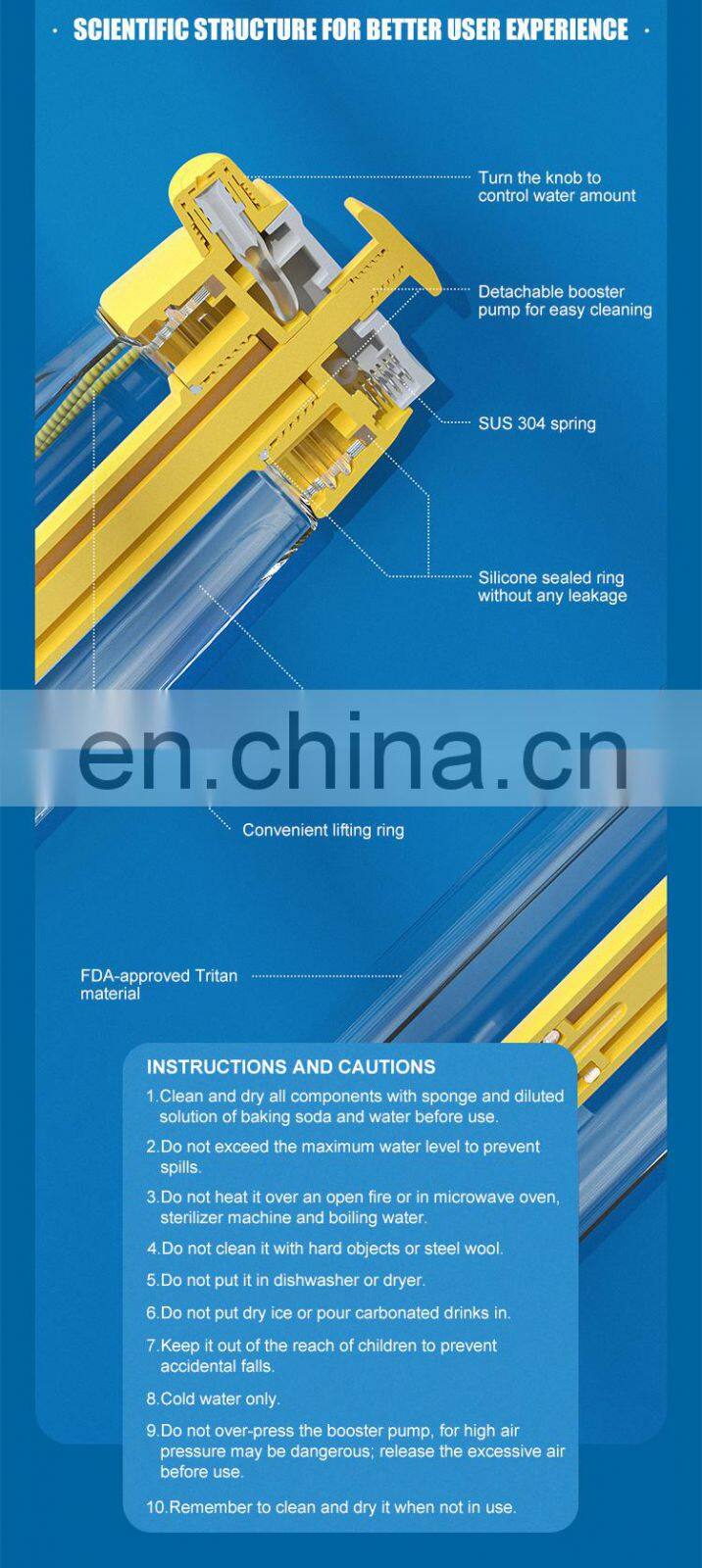 Gint 700ML Wholesale BPA Free Eco Friendly Tritan Water Bottle for Outdoor Camping Use