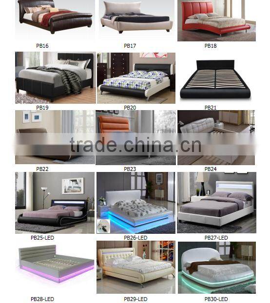 Modern Style Hot Sale Leather Bed Wood Double Bed Designs With Box