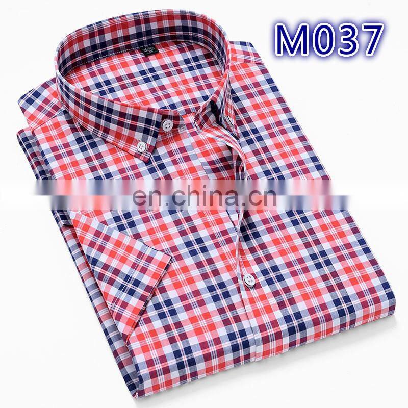 Classic simple men's casual cotton plaid shirt boys fashion brand wild check short sleeve shirt plus size clothes