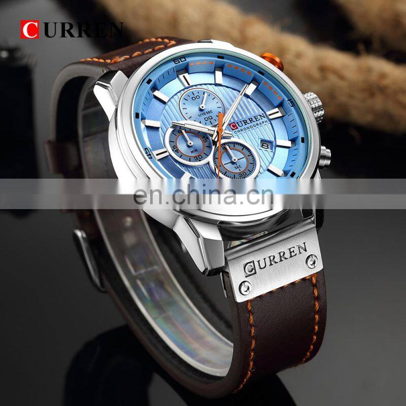 CURREN 8291 Men's Watches Quartz Movement Fashion&Casual Auto Date Leather Band Watches