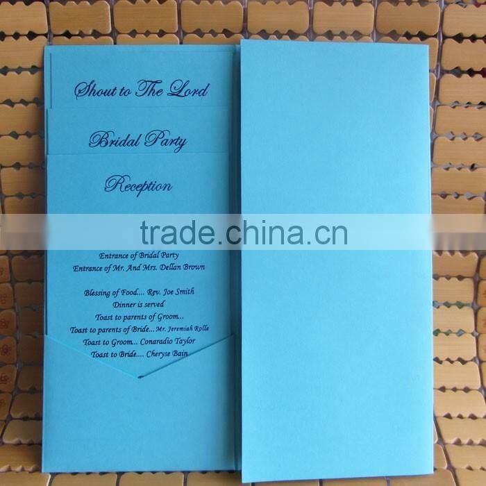 Best Price Modern Royal Diamond Blue Pocketfold Wedding Invitations