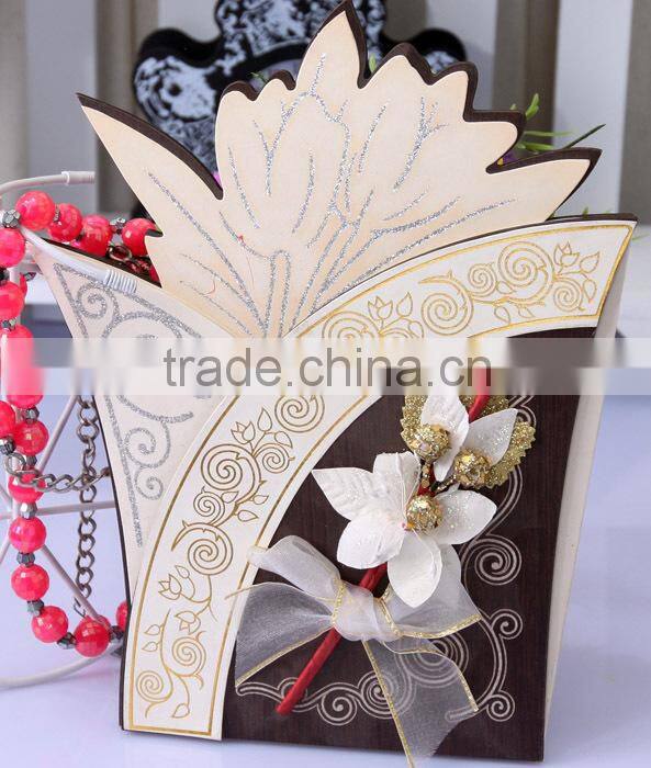 2016 Novelty Products Indian Wooden Wedding Invitation Cards with Flower