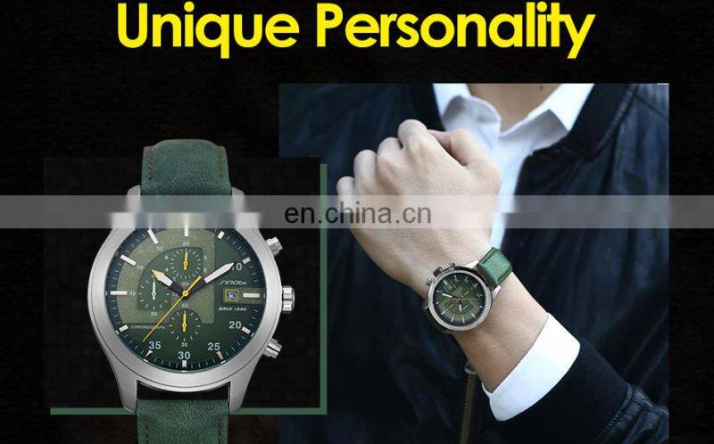 SINOBI Boys Watches Digital S9826G Small Three Dial Chronograph Watches Hand Clock Boys Date Window Business Handwatch