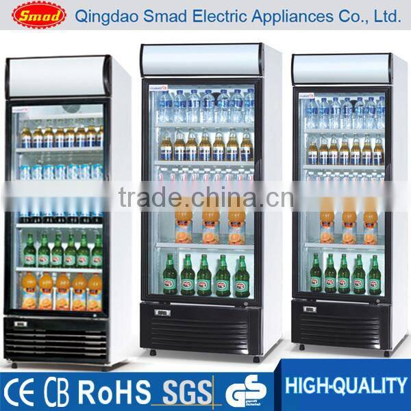 Compressor Cooling Display Fridge with Display Light on top, Glass door Display Showcase for Commecial use
