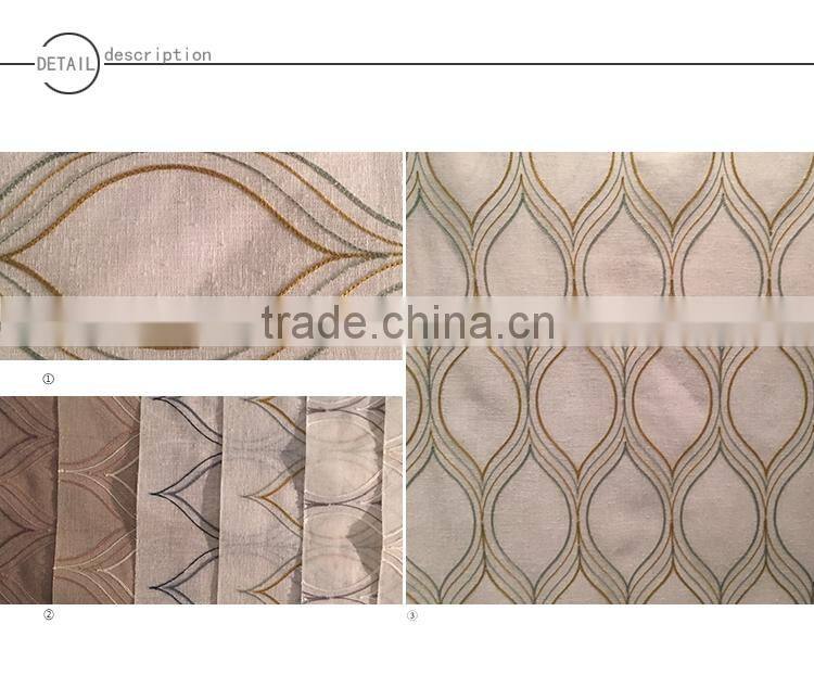 Poly-cotton canvas embroidered window curtain fabric color:blue,red,coffee, beige,ecru,white