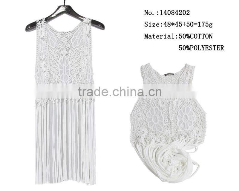 fashion lace waistcoat long tassel woman vest capes wrap