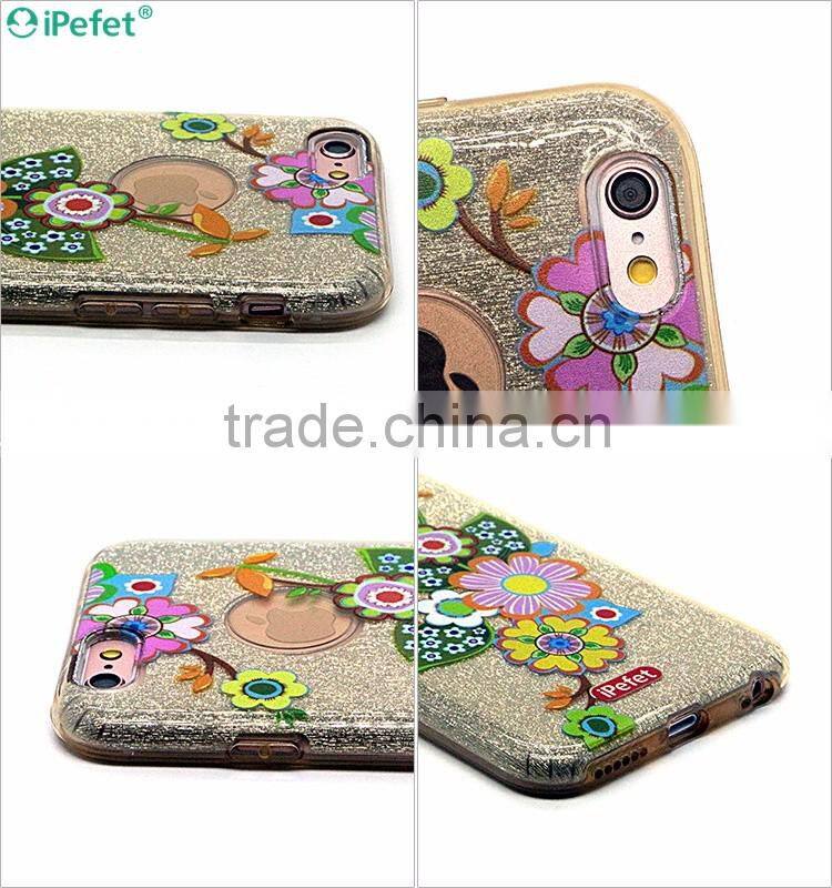 Hot selling flower pattern 3 in 1 design phone case for iPhone 6