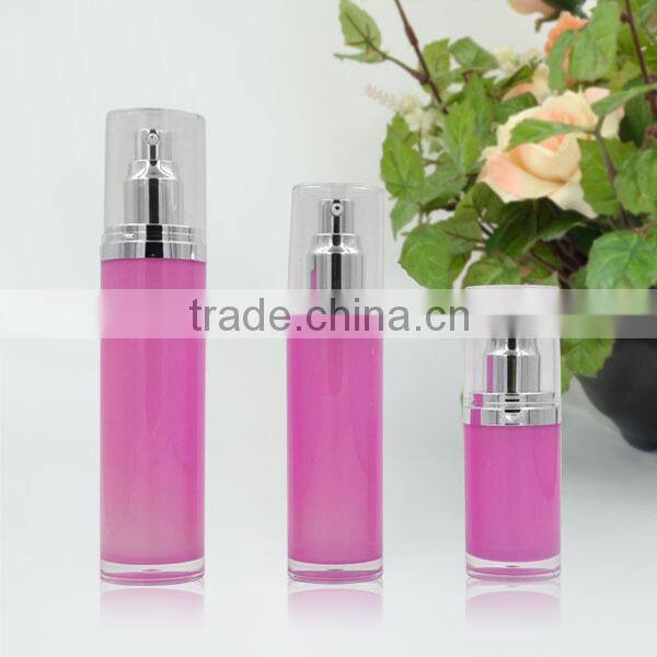 2015 Luxury Plastic Cosmetic Bottle with Aluminum Pump Top for Cosmetic Packaging