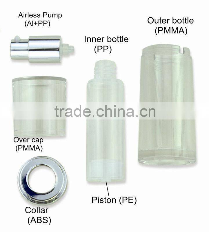 30 ml plastic acrylic airless pump bottles