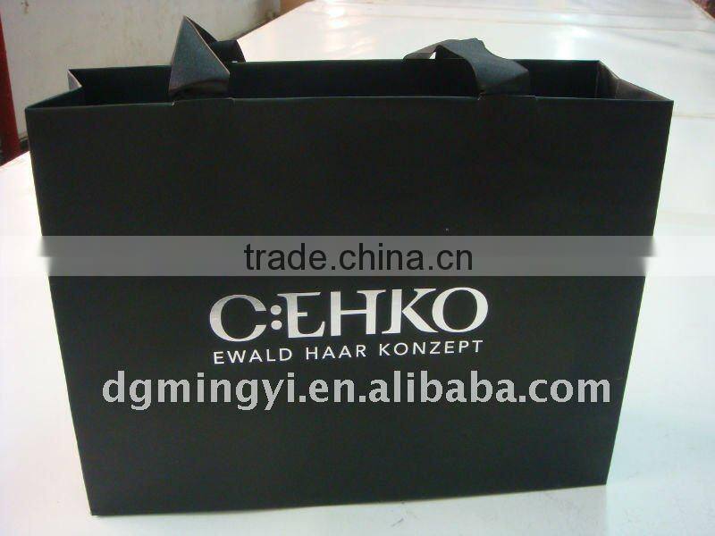 Luxury Black Paper Shopping Bag, customer design packaging bags