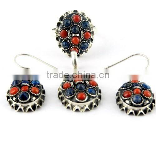 Amazing Created !! Turquoise 925 Sterling Silver Jewellery Set, Gemstone Silver Jewellery