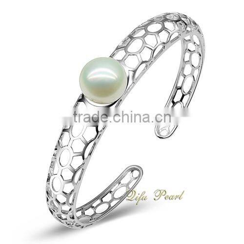 beautiful 925 silver freshwater pearl barcelet , factory wholesale price