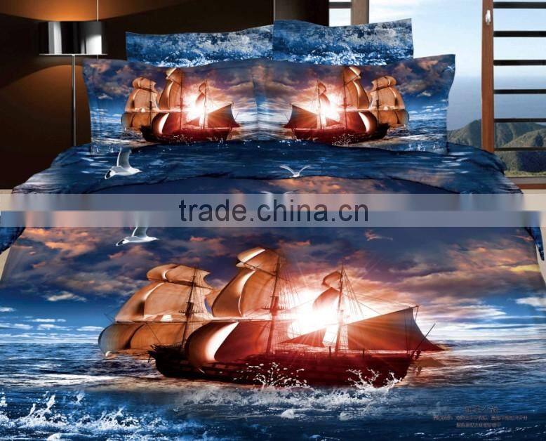 trade assurance 100% cotton reactive printed City architecture /3Ddesign for bed sheet In China
