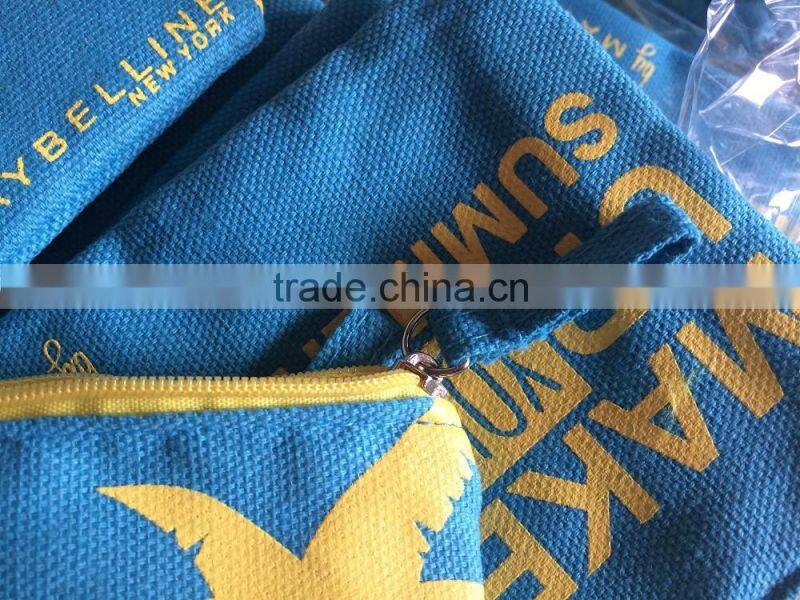 HOT !!! Natural feel allover printing canvas pouch cosmetic bag