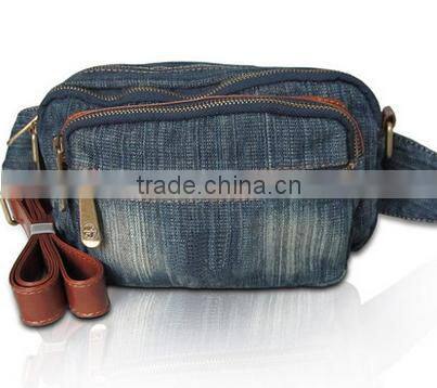 Latest arrival denim fancy back pouch multi-pockets waist bag with mobile phone