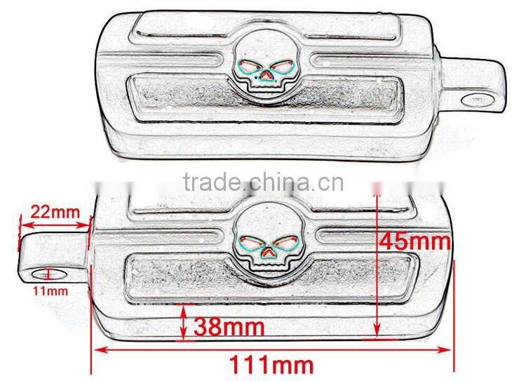 BJ-FP216-051 Chrome Billet Aluminum Foot Pegs Pedal for Serrated Harley Davidson Style