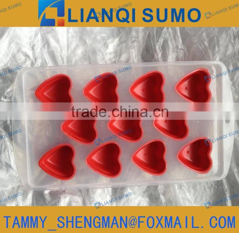 LFGB/FDA Food Grade plastic ice cube mould with heart shape