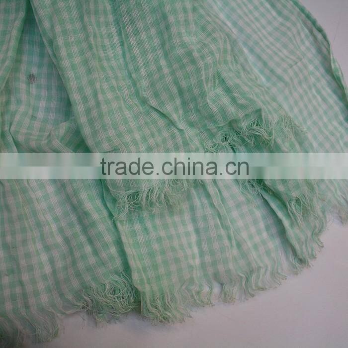high quality plaid scarf 100% cotton woman scarf