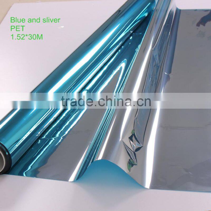high technology reflective dark blue sliver PET building decoration film, privacy protective window film