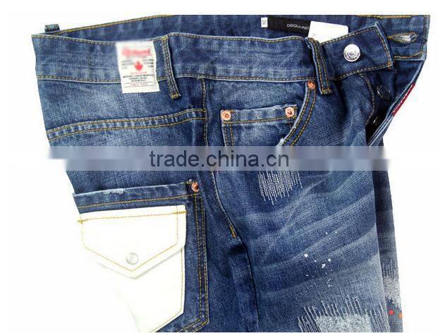 100% Cotton Custom/OEM Distress High Rank White Pocket Temperament Fashion Jeans jeans men