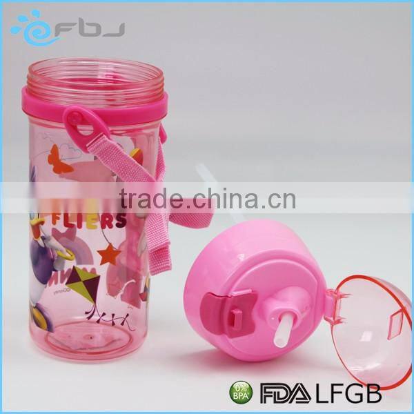 BPA FREE Cartoon Plastic Kids Water Bottle With Straw ~