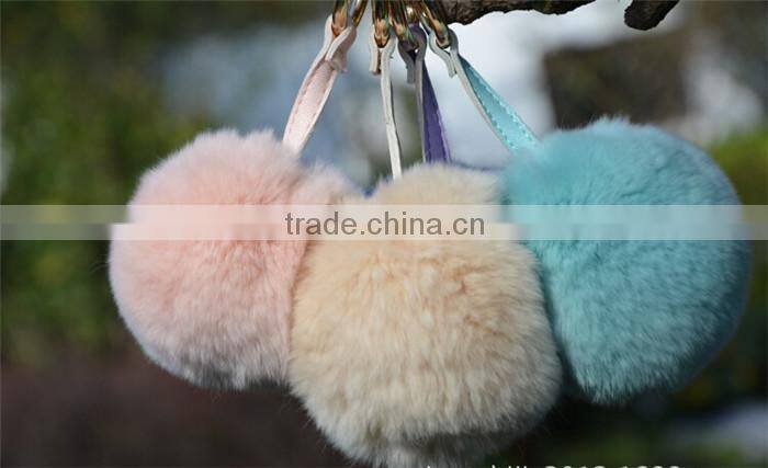 New Arrival Big soft Rabbit Fur Ball key chain