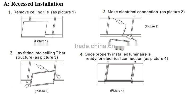 12W/36W/48W Indoor Square LED Panel Light Recessed/Suspended Aluminum Flat LED Ceiling Light