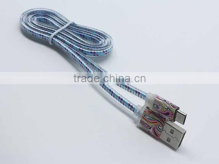 flat camouflage Micro USB charging data cable