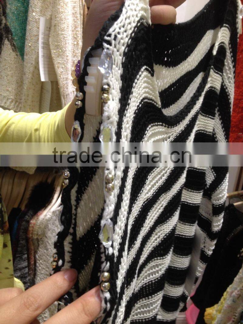 New arrival fashion round neck bat sleeve crochet sweater women 2015 , sweater factory for women