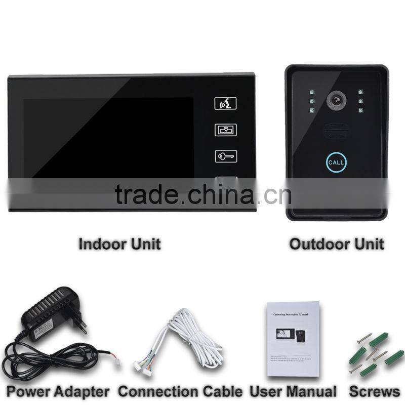 Video Handsfree Intercom Camera IR Home Night Vision 7" LCD Color Door Phone Bell