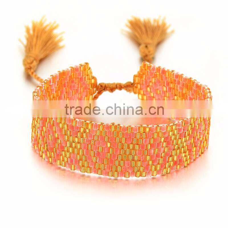 2016 new cheap bohemian gypsy jewelry orange color beads handmade bohemian bracelet