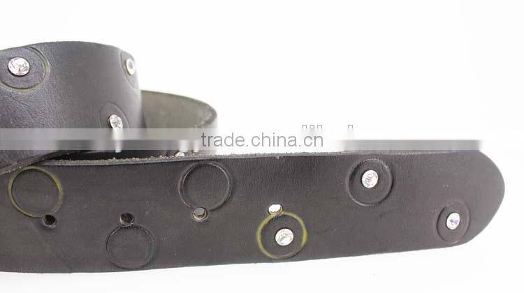 New designer genuine raw leather belt with shiny Rhinestone for jeans
