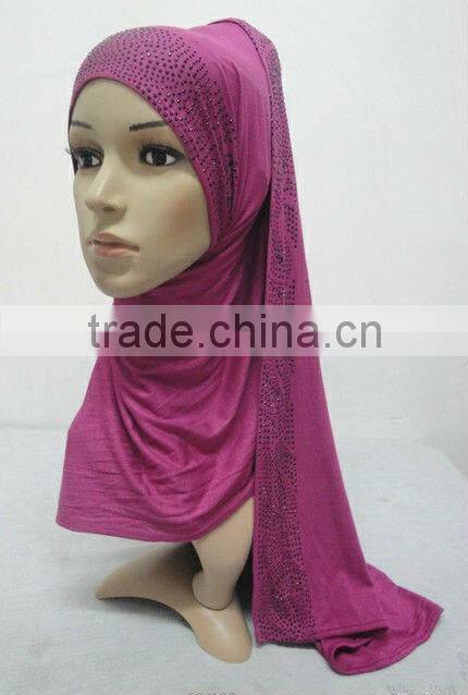 JL009 cotton elastic jersey muslim long scarf