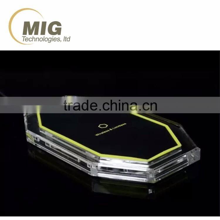 High quality wireless charger for samsung galaxy s6 s6 edge note 5 transparent wireless charging pad with 3 coils