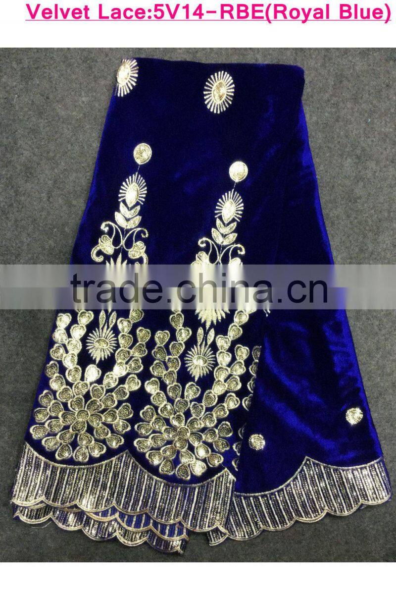 Wholesale Retail Nigeria African velvet ladies suits lace for women dresses